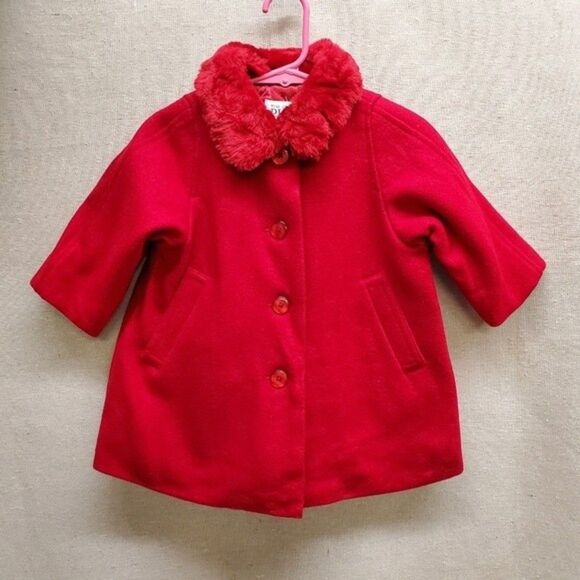 The Children's Place Classic Red Wool Blend Coat in Size 18 Mos. - Picture 1 of 3